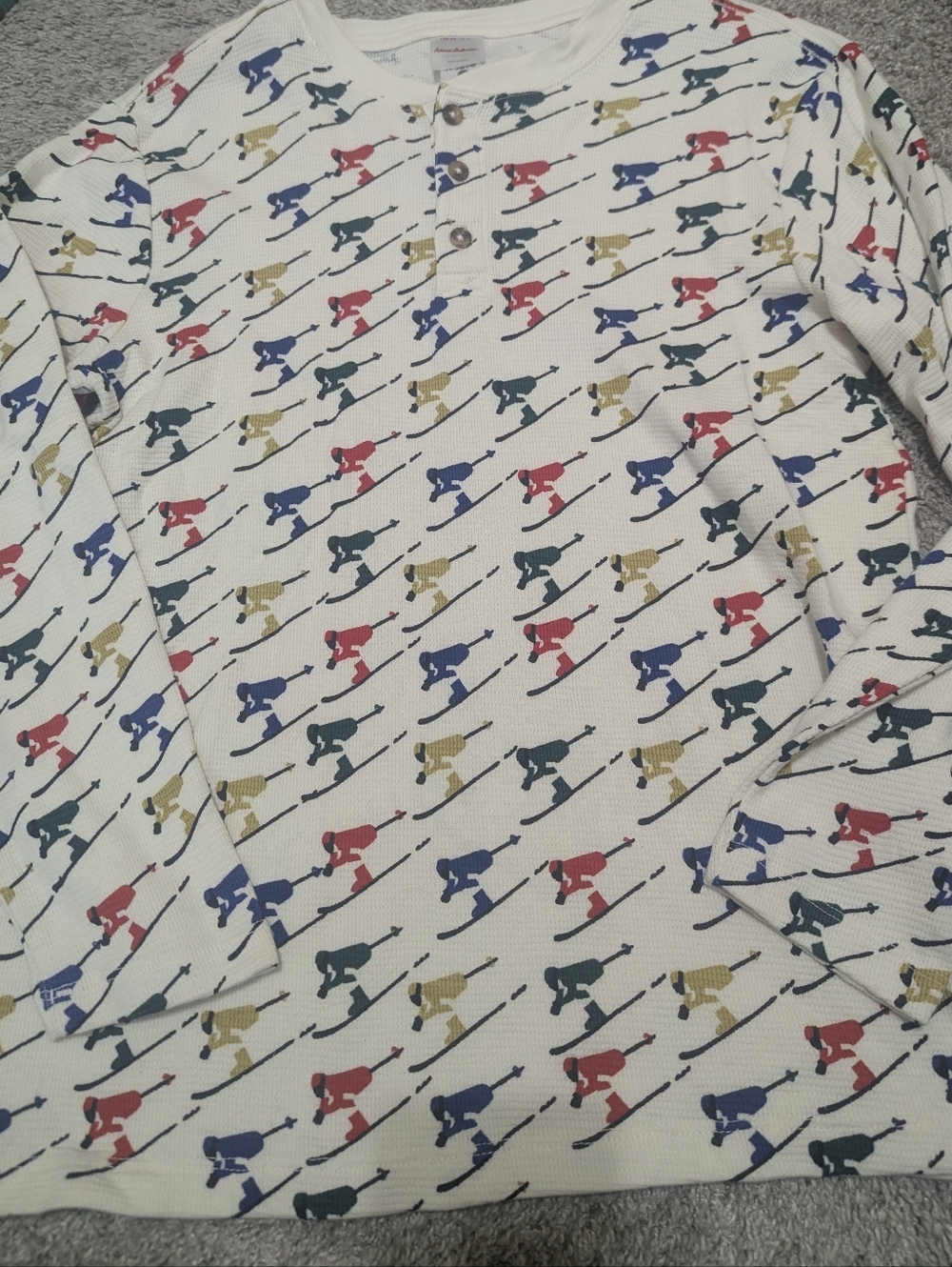 Hanna Andersson Cream Henley with Multicolor Skier Print